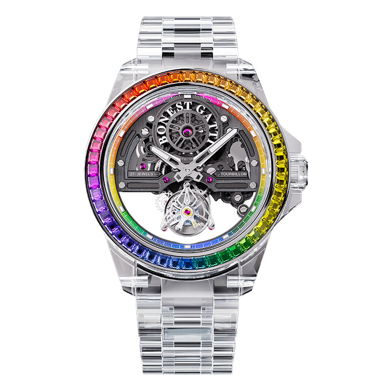BG7007 K9 Crystal Case Tourbillon Watch